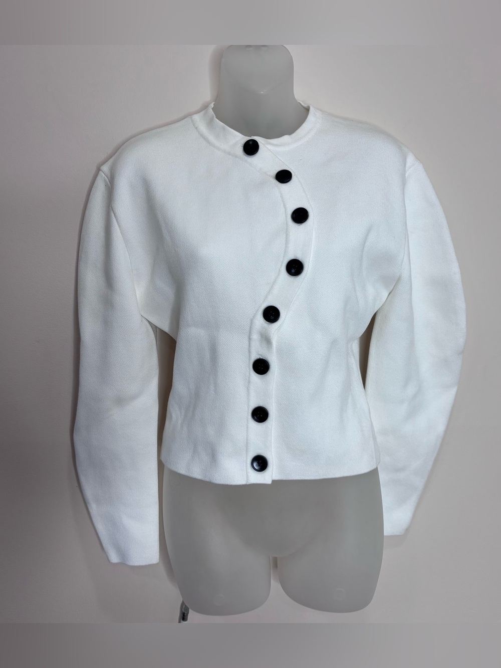 Zara White Asymetrical Button Accent Sweater Cardigan Jacket NWT small blogger